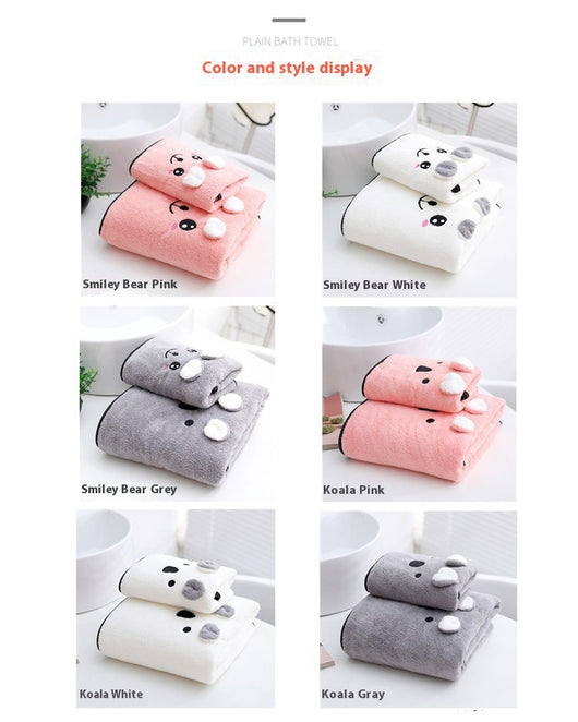 Juego de Toallas de Baño Coral Velvet con Diseño Orejas de Conejo y Koala - Set Regalo - Image 24