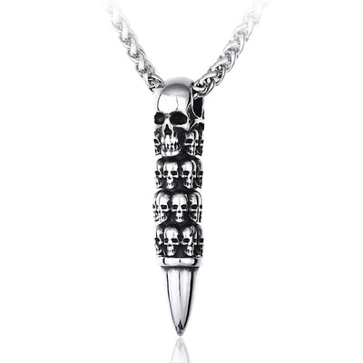 Collar Cráneo Bala Acero Inoxidable 316L Estilo Punk Unisex - Image 3