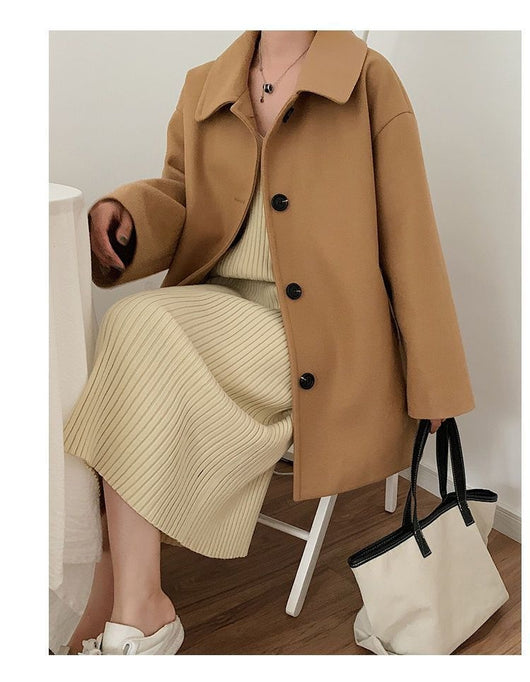 Abrigo Suelto Estilo Coreano Largo Mujer Talla Pequeña - Image 12