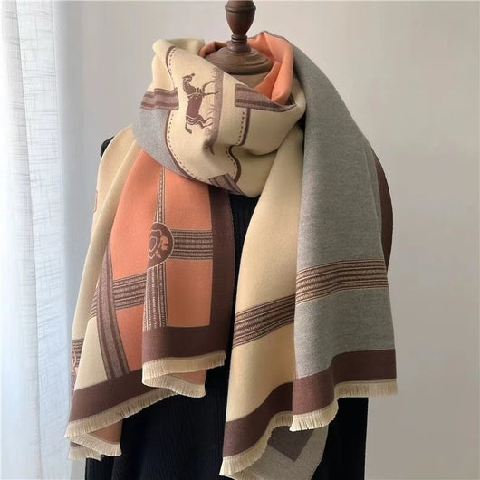 Bufanda de Cachemir Artificial Bicolor Estilo Coreano para Mujer Invierno - Image 15