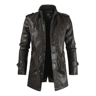 Abrigo de Cuero para Hombre con Cuello Alzado y Forro Polar - Image 12