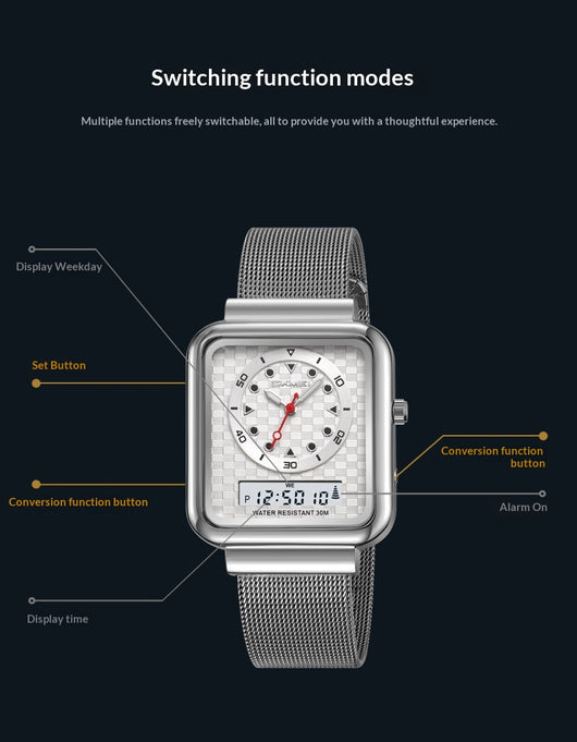 Reloj Empresarial Multifunción con Tecnología Electrónica para Hombre - Image 13
