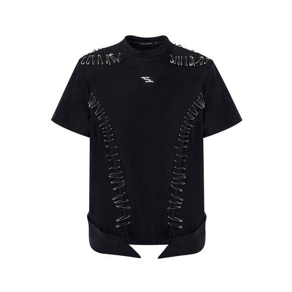 Kids' Short Sleeve T-Shirt with Padded Shoulders and Stitching Details