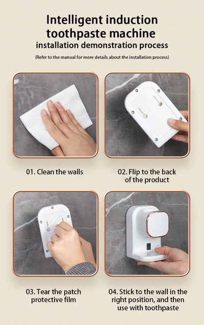 Black automatic toothpaste dispenser with rose gold trim, wall-mounted with sensor for hands-free use. - Image 14