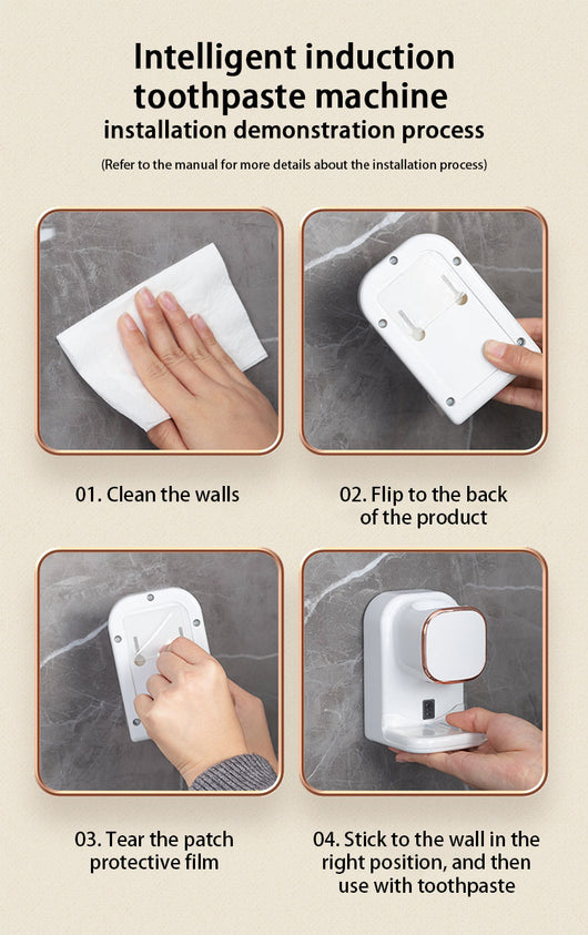 Black automatic toothpaste dispenser with rose gold trim, wall-mounted with sensor for hands-free use. - Image 14