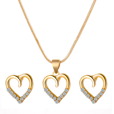 Conjunto de Collar y Aretes Corazón de Circón - Cadena Elegante para Suéter - Image 3