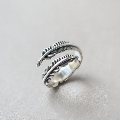 Anillo de Plata 925 Diseño Pluma Estilo Retro Romano - Image 7