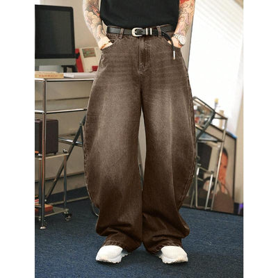 Jeans Hombre Marrón Desteñido Corte Flare Relajado - Image 6