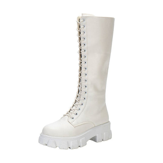 Botas Knight de Cordones Negras para Mujer - Estilo Británico Clásico - Image 2