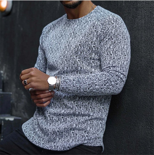 Playera Manga Larga Slim Fit a Rayas para Hombre - Image 10