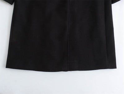 Abrigo de Lana Doble Botonadura Cuello V para Mujer - Negro - Image 21