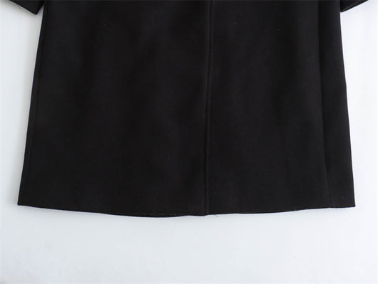 Abrigo de Lana Doble Botonadura Cuello V para Mujer - Negro - Image 21