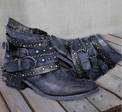 Botas Cortas Estilo Europeo Americano con Remaches Talla Grande - Image 10