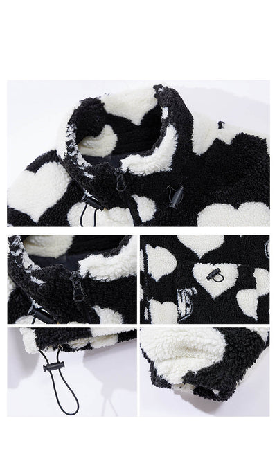 Chaqueta Sherpa con Corazones para Parejas - Estilo Casual y Trendy - Image 12