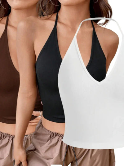 Set de 3 Tops Cortos Halter Backless para Verano