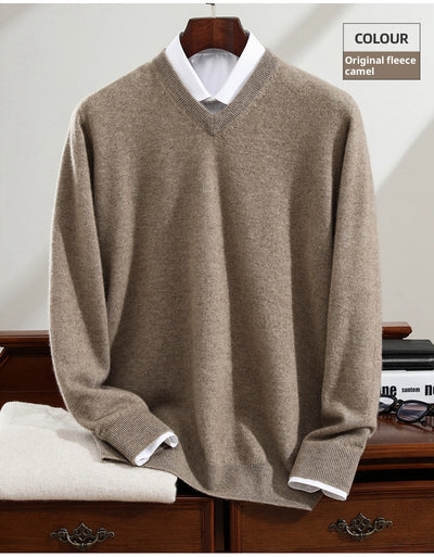 Suéter de Cashmira Puro para Hombre - Cuello V Manga Larga - Image 28