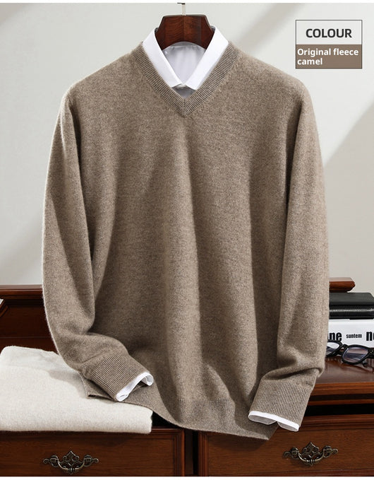 Suéter de Cashmira Puro para Hombre - Cuello V Manga Larga - Image 28