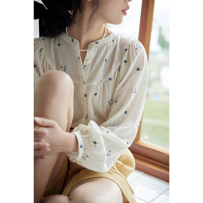 Blusa Floral Bordada Suelta para Mujer - Image 6