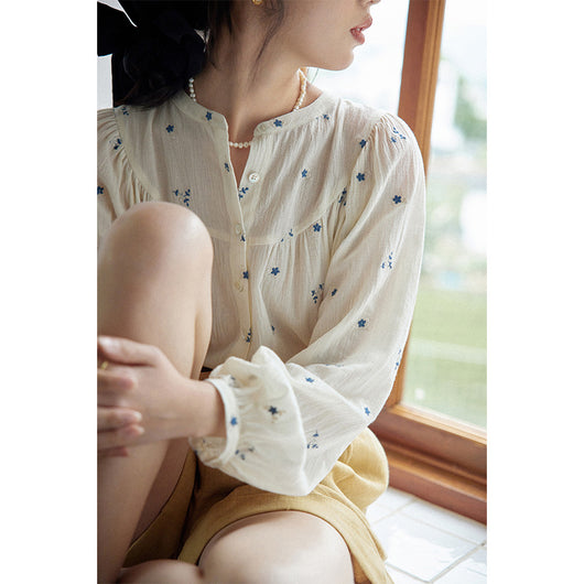 Blusa Floral Bordada Suelta para Mujer - Image 6