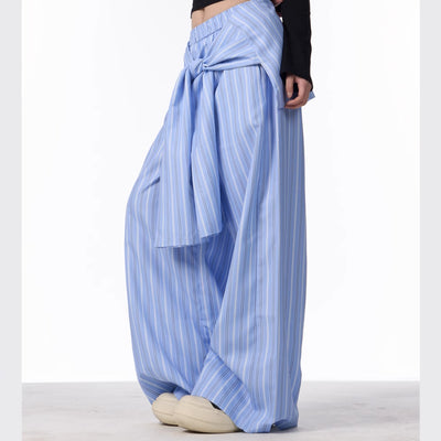 Pantalones Anchos a Rayas de Contraste Retro - Cómodos y Versátiles - Image 2