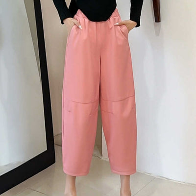 Pantalones de Cuero Ancho Casual Versátil para Mujer