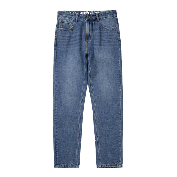 Jeans Lavados con Estampado de Letras para Hombre - Tendencia Urbana