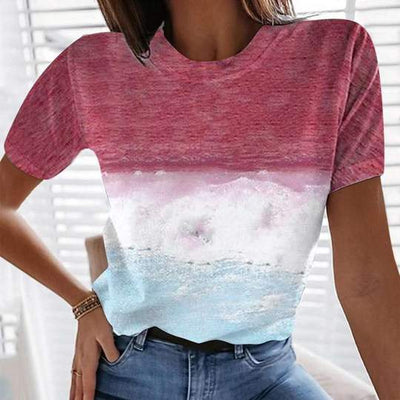 Camiseta Cuello Redondo Mujer Estampado Paisaje Marino - Image 8