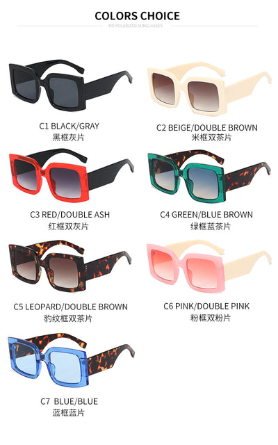 Large-frame green and tortoise shell sunglasses with gradient blue to yellow square lenses. - Image 11