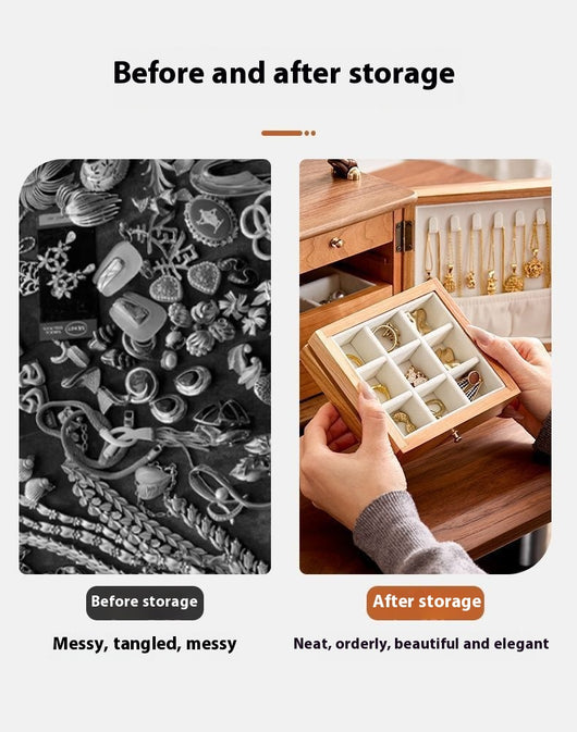 Joyero de Madera de Nogal Macizo con Almacenamiento Multicapa de Gran Capacidad - Image 9