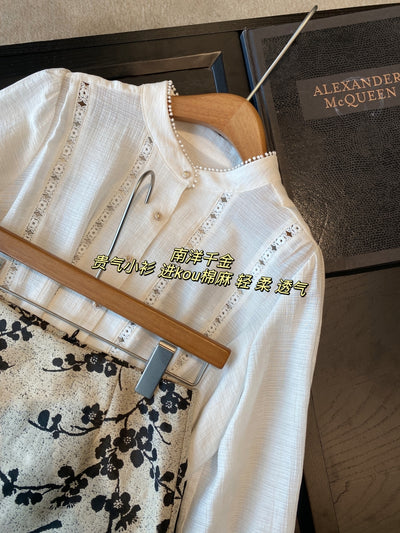 Blusa Blanca para Primavera y Verano con Mangas Tipo Linterna Francesa - Image 16