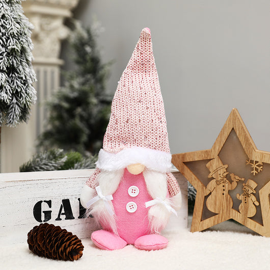 Adorno Navideño Muñeca Anciano Bosque con Gorro Tejido de Copo de Nieve - Image 47