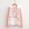 Sudadera con Capucha de Terciopelo para Mujer - Diseño Conejo Cartoon con Pompones
