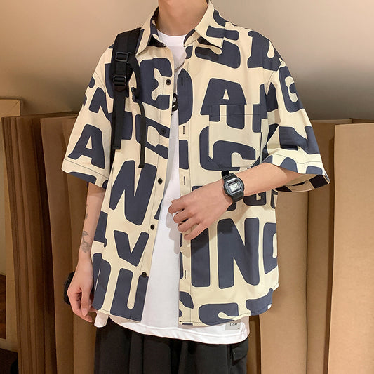 Camisa Hip Hop Hombre Manga Corta Suelta Verano