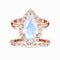 S925 Sterling Plateado Micro Zircon Rose Dorado Moonstone Ring Verde 6