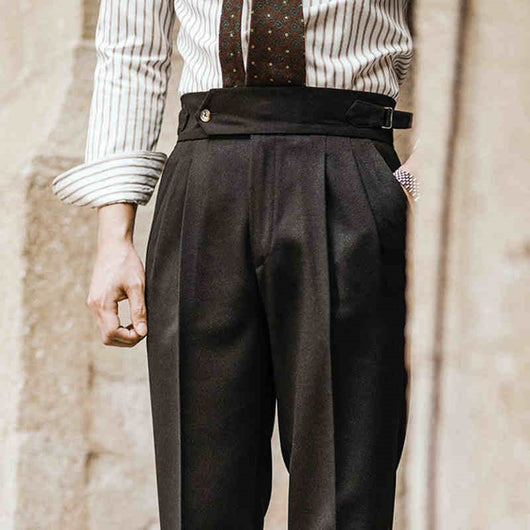 Pantalones Neapolitanos de Corte Recto Cintura Alta para Hombre - Image 15