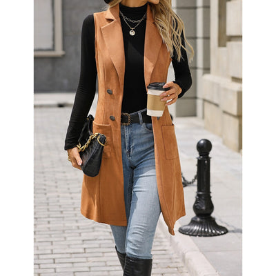 Chaleco de Ante Slim Fit Retro Elegante para Mujer - Image 26