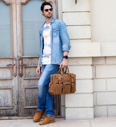Bolsa Mensajera de Cuero Genuino Estilo Retro con Gran Capacidad para Hombre - Image 49