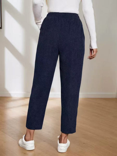 Pantalones Rectos de Cintura Alta con Bolsillos en Pana - Image 16