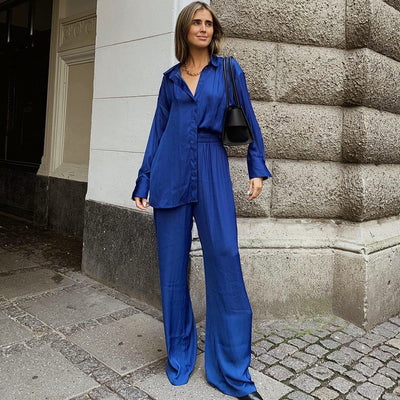 Conjunto de Dos Piezas: Blusa Azul y Pantalón Largo Dinklein - Image 4
