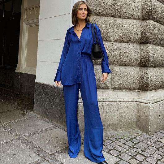 Conjunto de Dos Piezas: Blusa Azul y Pantalón Largo Dinklein - Image 4