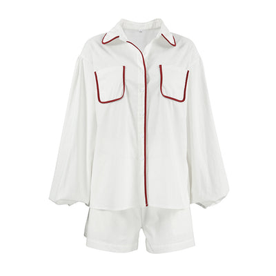 Conjunto de Blusa y Shorts de Algodón Blanco con Detalles en Contraste - Image 5