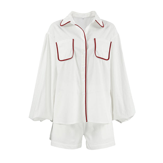 Conjunto de Blusa y Shorts de Algodón Blanco con Detalles en Contraste - Image 5