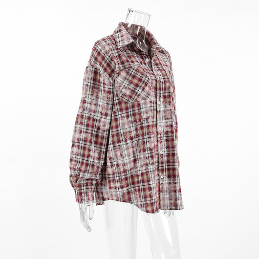 Camisa Cuadros Suelta Manga Larga Casual - Image 23