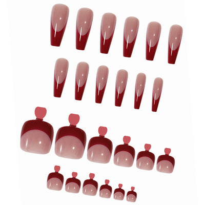 Set de Parches Correctores de Uñas Rojo Brillante para Manos y Pies - Image 4