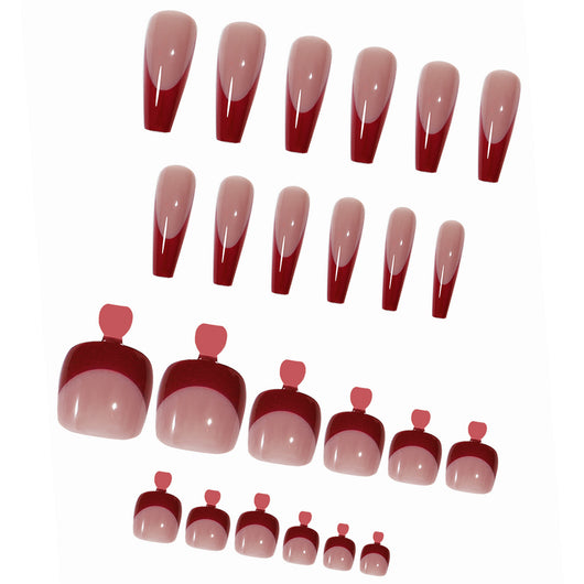 Set de Parches Correctores de Uñas Rojo Brillante para Manos y Pies - Image 4