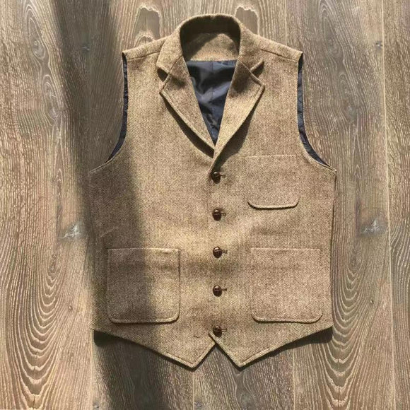 Chaleco de Caza Retro Khaki con Múltiples Bolsillos para Hombre