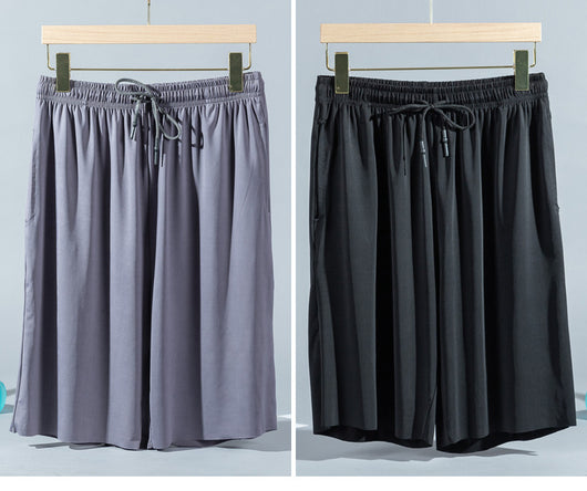 Pantalones Cortos Ice Silk para Hombre - Pijama Veraniego Transpirable de Corte Suelto - Image 5