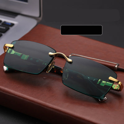 Gafas de Sol Verde Oscuro sin Marco con Detalles Elegantes - Image 11