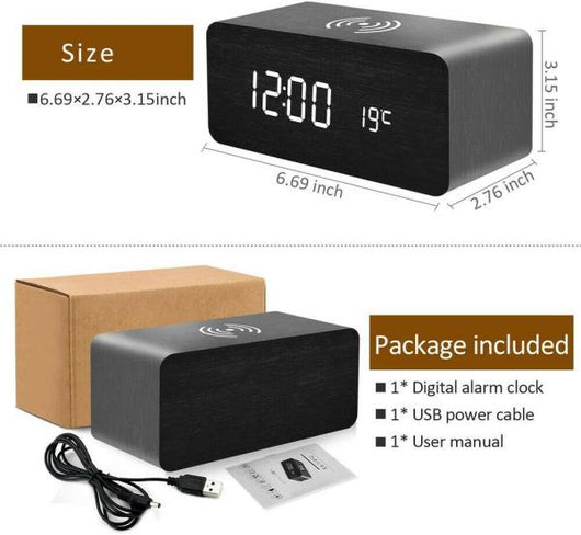 Reloj Despertador Inteligente de Madera con Carga Inalámbrica y Control por Voz - Image 24
