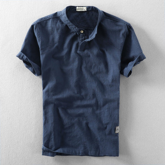 Camisa Suelta Estilo Chino de Algodón y Lino con Cuello Mao - Image 6